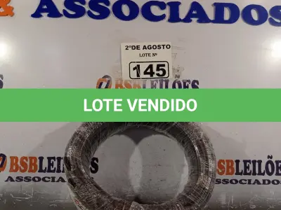 LOTE 145 - 01 CABO FLEXÍVEL DE FIO DE100M 1X2,5MM² NA COR PRETO. (NOVO) (NO ESTADO) ATENÇÃO! FAZER A VISITAÇÃO ANTES DE ARREMATAR, NÃO SABEMOS SE FUNCIONA. LEILÃO NÃO TEM GARANTIA E NEM DEVOLUÇÃO, SUJEITO A POSSÍVEIS AVARIAS VISÍVEIS/OCULTAS E/OU AUSÊNCIA DE COMPONENTES.