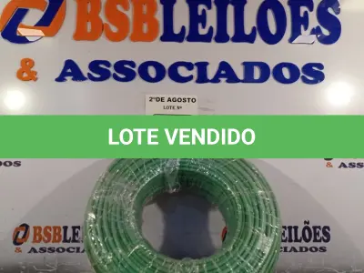 LOTE 290 - 01 CABO FLEXÍVEL DE FIO DE 100M 1X10,00MM² VERDE. (NOVO) (NO ESTADO) ATENÇÃO! FAZER A VISITAÇÃO ANTES DE ARREMATAR, NÃO SABEMOS SE FUNCIONA. LEILÃO NÃO TEM GARANTIA E NEM DEVOLUÇÃO, SUJEITO A POSSÍVEIS AVARIAS VISÍVEIS/OCULTAS E/OU AUSÊNCIA DE COMPONENTES.