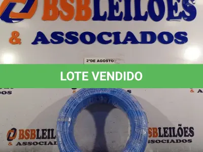 LOTE 260 - 01 CABO FLEXÍVEL DE FIO DE 100M 1X4,00MM² AZUL. (NOVO) (NO ESTADO) ATENÇÃO! FAZER A VISITAÇÃO ANTES DE ARREMATAR, NÃO SABEMOS SE FUNCIONA. LEILÃO NÃO TEM GARANTIA E NEM DEVOLUÇÃO, SUJEITO A POSSÍVEIS AVARIAS VISÍVEIS/OCULTAS E/OU AUSÊNCIA DE COMPONENTES.