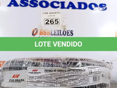 LOTE 265 - 01 CABO FLEXÍVEL DE FIO DE 100M 1X10,00MM² PRETO. (NOVO) (NO ESTADO) ATENÇÃO! FAZER A VISITAÇÃO ANTES DE ARREMATAR, NÃO SABEMOS SE FUNCIONA. LEILÃO NÃO TEM GARANTIA E NEM DEVOLUÇÃO, SUJEITO A POSSÍVEIS AVARIAS VISÍVEIS/OCULTAS E/OU AUSÊNCIA DE COMPONENTES.