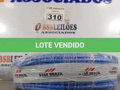 LOTE 310 - 01 CABO FLEXÍVEL DE FIO DE 100M 1X10,00MM² AZUL. (NOVO) (NO ESTADO) ATENÇÃO! FAZER A VISITAÇÃO ANTES DE ARREMATAR, NÃO SABEMOS SE FUNCIONA. LEILÃO NÃO TEM GARANTIA E NEM DEVOLUÇÃO, SUJEITO A POSSÍVEIS AVARIAS VISÍVEIS/OCULTAS E/OU AUSÊNCIA DE COMPONENTES.