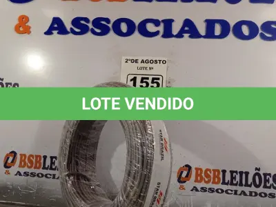 LOTE 155 - 01 CABO FLEXÍVEL DE FIO DE100M 1X4MM² NA COR CINZA. (NOVO) (NO ESTADO) ATENÇÃO! FAZER A VISITAÇÃO ANTES DE ARREMATAR, NÃO SABEMOS SE FUNCIONA. LEILÃO NÃO TEM GARANTIA E NEM DEVOLUÇÃO, SUJEITO A POSSÍVEIS AVARIAS VISÍVEIS/OCULTAS E/OU AUSÊNCIA DE COMPONENTES.