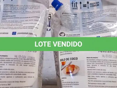 LOTE 286 - 02 PACOTES DE SUCRALOSE 400G ZERO GLÚTEN, LACTOSE E SÓDIO. (NOVO) (NO ESTADO) ATENÇÃO! FAZER A VISITAÇÃO ANTES DE ARREMATAR, NÃO SABEMOS SE FUNCIONA. LEILÃO NÃO TEM GARANTIA E NEM DEVOLUÇÃO, SUJEITO A POSSÍVEIS AVARIAS VISÍVEIS/OCULTAS E/OU AUSÊNCIA DE COMPONENTES.