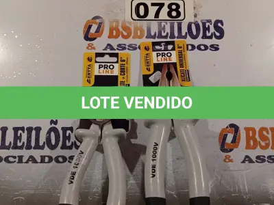 LOTE 078 - 02 ALICATES ALTA PRESSÃO, SENDO 01 PARA CORTE 6” E 01 DE 8”. (NOVO) (NO ESTADO) ATENÇÃO! FAZER A VISITAÇÃO ANTES DE ARREMATAR, NÃO SABEMOS SE FUNCIONA. LEILÃO NÃO TEM GARANTIA E NEM DEVOLUÇÃO, SUJEITO A POSSÍVEIS AVARIAS VISÍVEIS/OCULTAS E/OU AUSÊNCIA DE COMPONENTES.