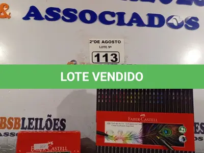 LOTE 113 - 01 CAIXA COM 100 UNIDADES DE ECO LÁPIS E 01 CAIXA COM 25 APONTADORES FABER CASTEL. (NO ESTADO) ATENÇÃO! FAZER A VISITAÇÃO ANTES DE ARREMATAR, NÃO SABEMOS SE FUNCIONA. LEILÃO NÃO TEM GARANTIA E NEM DEVOLUÇÃO, SUJEITO A POSSÍVEIS AVARIAS VISÍVEIS/OCULTAS E/OU AUSÊNCIA DE COMPONENTES.