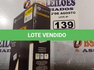 LOTE 139 - 01 HD ESTERNO 4TB EXPANSIÓN HDD. (NOVO) (NO ESTADO) ATENÇÃO! FAZER A VISITAÇÃO ANTES DE ARREMATAR, NÃO SABEMOS SE FUNCIONA. LEILÃO NÃO TEM GARANTIA E NEM DEVOLUÇÃO, SUJEITO A POSSÍVEIS AVARIAS VISÍVEIS/OCULTAS E/OU AUSÊNCIA DE COMPONENTES.