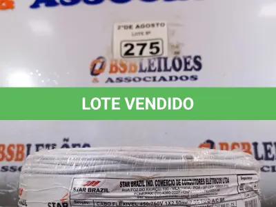 LOTE 275 - 01 CABO FLEXÍVEL DE FIO DE 100M 1X2,50MM² BRANCO. (NOVO) (NO ESTADO) ATENÇÃO! FAZER A VISITAÇÃO ANTES DE ARREMATAR, NÃO SABEMOS SE FUNCIONA. LEILÃO NÃO TEM GARANTIA E NEM DEVOLUÇÃO, SUJEITO A POSSÍVEIS AVARIAS VISÍVEIS/OCULTAS E/OU AUSÊNCIA DE COMPONENTES.