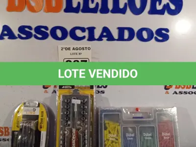 LOTE 237 - 01 KIT CHAVE ALLEN TIPO CANIVETE COM 08 PEÇAS, 01 KIT CHAVE INTERCAMBIÁVEL MULTIFUNCIONAL COM 01 CABO, 16 BITS, 01 ESTOJO E 10 SOQUETES E 01 KIT DE 300 PEÇAS PARA BROCAS DE METAL, ALVENARIA E MADEIRA. (NOVO) (NO ESTADO) ATENÇÃO! FAZER A VISITAÇÃO ANTES DE ARREMATAR, NÃO SABEMOS SE FUNCIONA. LEILÃO NÃO TEM GARANTIA E NEM DEVOLUÇÃO, SUJEITO A POSSÍVEIS AVARIAS VISÍVEIS/OCULTAS E/OU AUSÊNCIA DE COMPONENTES.