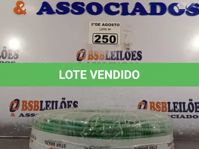 LOTE 250 - 01 CABO FLEXÍVEL DE FIO DE 100M 1X10,0MM² VERDE. (NOVO) (NO ESTADO) ATENÇÃO! FAZER A VISITAÇÃO ANTES DE ARREMATAR, NÃO SABEMOS SE FUNCIONA. LEILÃO NÃO TEM GARANTIA E NEM DEVOLUÇÃO, SUJEITO A POSSÍVEIS AVARIAS VISÍVEIS/OCULTAS E/OU AUSÊNCIA DE COMPONENTES.