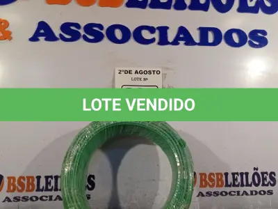 LOTE 305 - 01 CABO FLEXÍVEL DE FIO DE 100M 1X2,00MM² VERDE. (NOVO) (NO ESTADO) ATENÇÃO! FAZER A VISITAÇÃO ANTES DE ARREMATAR, NÃO SABEMOS SE FUNCIONA. LEILÃO NÃO TEM GARANTIA E NEM DEVOLUÇÃO, SUJEITO A POSSÍVEIS AVARIAS VISÍVEIS/OCULTAS E/OU AUSÊNCIA DE COMPONENTES.