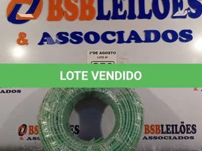 LOTE 250 - 01 CABO FLEXÍVEL DE FIO DE 100M 1X10,0MM² VERDE. (NOVO) (NO ESTADO) ATENÇÃO! FAZER A VISITAÇÃO ANTES DE ARREMATAR, NÃO SABEMOS SE FUNCIONA. LEILÃO NÃO TEM GARANTIA E NEM DEVOLUÇÃO, SUJEITO A POSSÍVEIS AVARIAS VISÍVEIS/OCULTAS E/OU AUSÊNCIA DE COMPONENTES.