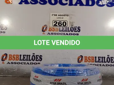 LOTE 260 - 01 CABO FLEXÍVEL DE FIO DE 100M 1X4,00MM² AZUL. (NOVO) (NO ESTADO) ATENÇÃO! FAZER A VISITAÇÃO ANTES DE ARREMATAR, NÃO SABEMOS SE FUNCIONA. LEILÃO NÃO TEM GARANTIA E NEM DEVOLUÇÃO, SUJEITO A POSSÍVEIS AVARIAS VISÍVEIS/OCULTAS E/OU AUSÊNCIA DE COMPONENTES.