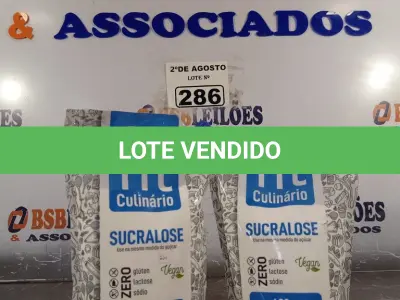 LOTE 286 - 02 PACOTES DE SUCRALOSE 400G ZERO GLÚTEN, LACTOSE E SÓDIO. (NOVO) (NO ESTADO) ATENÇÃO! FAZER A VISITAÇÃO ANTES DE ARREMATAR, NÃO SABEMOS SE FUNCIONA. LEILÃO NÃO TEM GARANTIA E NEM DEVOLUÇÃO, SUJEITO A POSSÍVEIS AVARIAS VISÍVEIS/OCULTAS E/OU AUSÊNCIA DE COMPONENTES.