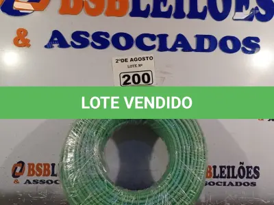 LOTE 200 - 01 CABO FLEXÍVEL DE FIO DE 100M 1X10,00MM² VERDE. (NOVO) (NO ESTADO) ATENÇÃO! FAZER A VISITAÇÃO ANTES DE ARREMATAR, NÃO SABEMOS SE FUNCIONA. LEILÃO NÃO TEM GARANTIA E NEM DEVOLUÇÃO, SUJEITO A POSSÍVEIS AVARIAS VISÍVEIS/OCULTAS E/OU AUSÊNCIA DE COMPONENTES.