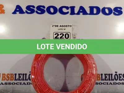 LOTE 220 - 01 CABO FLEXÍVEL DE FIO DE 100M 1X4,00MM² VERMELHO. (NOVO) (NO ESTADO) ATENÇÃO! FAZER A VISITAÇÃO ANTES DE ARREMATAR, NÃO SABEMOS SE FUNCIONA. LEILÃO NÃO TEM GARANTIA E NEM DEVOLUÇÃO, SUJEITO A POSSÍVEIS AVARIAS VISÍVEIS/OCULTAS E/OU AUSÊNCIA DE COMPONENTES.