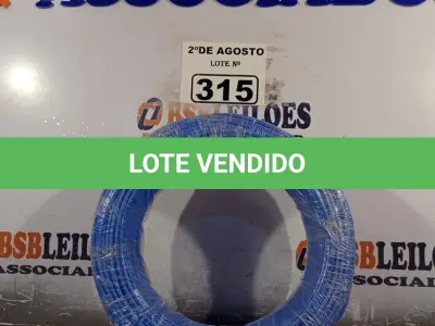 LOTE 315 - 01 CABO FLEXÍVEL DE FIO DE 100M 1X2,50MM² AZUL. (NOVO) (NO ESTADO) ATENÇÃO! FAZER A VISITAÇÃO ANTES DE ARREMATAR, NÃO SABEMOS SE FUNCIONA. LEILÃO NÃO TEM GARANTIA E NEM DEVOLUÇÃO, SUJEITO A POSSÍVEIS AVARIAS VISÍVEIS/OCULTAS E/OU AUSÊNCIA DE COMPONENTES.