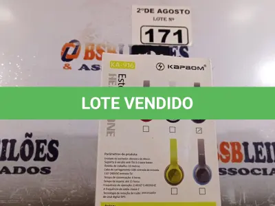 LOTE 171 - 01 FONE DE OUVIDO HEADPHONE ESTÉREO MODELO KA-916. (NOVO) (NO ESTADO) ATENÇÃO! FAZER A VISITAÇÃO ANTES DE ARREMATAR, NÃO SABEMOS SE FUNCIONA. LEILÃO NÃO TEM GARANTIA E NEM DEVOLUÇÃO, SUJEITO A POSSÍVEIS AVARIAS VISÍVEIS/OCULTAS E/OU AUSÊNCIA DE COMPONENTES.
