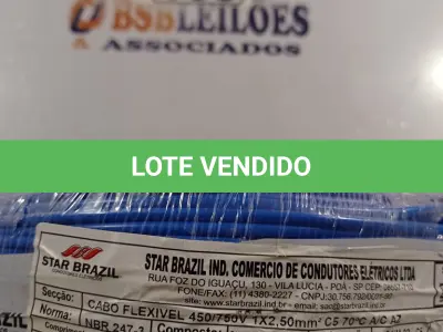 LOTE 165 - 01 CABO FLEXÍVEL DE FIO DE100M 1X2,50MM² NA COR AZUL. (NOVO) (NO ESTADO) ATENÇÃO! FAZER A VISITAÇÃO ANTES DE ARREMATAR, NÃO SABEMOS SE FUNCIONA. LEILÃO NÃO TEM GARANTIA E NEM DEVOLUÇÃO, SUJEITO A POSSÍVEIS AVARIAS VISÍVEIS/OCULTAS E/OU AUSÊNCIA DE COMPONENTES.