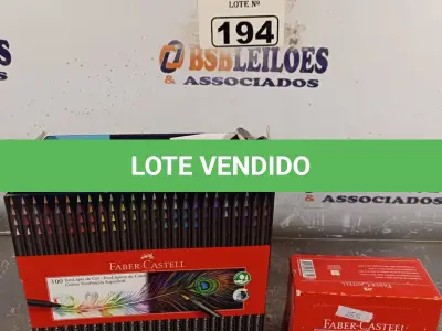 LOTE 194 - 01 CAIXA COM 100 UNIDADES DE ECO LÁPIS E 01 CAIXA COM 25 APONTADORES FABER CASTEL. (NO ESTADO) ATENÇÃO! FAZER A VISITAÇÃO ANTES DE ARREMATAR, NÃO SABEMOS SE FUNCIONA. LEILÃO NÃO TEM GARANTIA E NEM DEVOLUÇÃO, SUJEITO A POSSÍVEIS AVARIAS VISÍVEIS/OCULTAS E/OU AUSÊNCIA DE COMPONENTES.