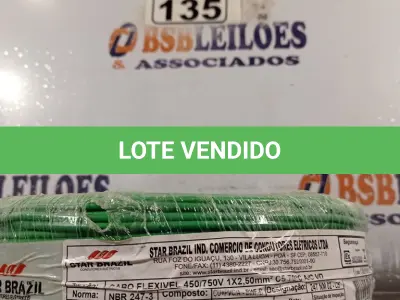 LOTE 135 - 01 CABO FLEXÍVEL DE FIO DE100M 1X2,5MM² NA COR VERDE. (NOVO) (NO ESTADO) ATENÇÃO! FAZER A VISITAÇÃO ANTES DE ARREMATAR, NÃO SABEMOS SE FUNCIONA. LEILÃO NÃO TEM GARANTIA E NEM DEVOLUÇÃO, SUJEITO A POSSÍVEIS AVARIAS VISÍVEIS/OCULTAS E/OU AUSÊNCIA DE COMPONENTES.