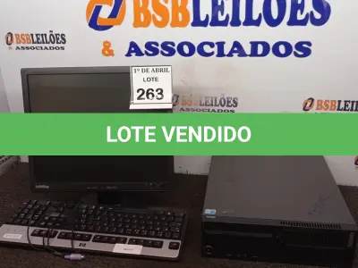 LOTE 263 - 01 CPU LENOVO, 01 MONITOR E 01 TECLADO.  (NO ESTADO) ATENÇÃO! FAZER A VISITAÇÃO ANTES DE ARREMATAR, NÃO SABEMOS SE FUNCIONA. LEILÃO NÃO TEM GARANTIA E NEM DEVOLUÇÃO, SUJEITO A POSSÍVEIS AVARIAS VISÍVEIS/OCULTAS E/OU AUSÊNCIA DE COMPONENTES.