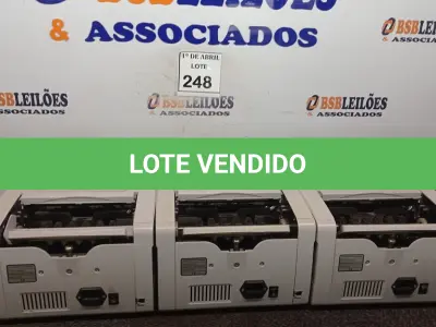 LOTE 248 - 03 CONTADORAS DE CÉDULAS. (NO ESTADO) ATENÇÃO! FAZER A VISITAÇÃO ANTES DE ARREMATAR, NÃO SABEMOS SE FUNCIONA. LEILÃO NÃO TEM GARANTIA E NEM DEVOLUÇÃO, SUJEITO A POSSÍVEIS AVARIAS VISÍVEIS/OCULTAS E/OU AUSÊNCIA DE COMPONENTES.