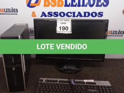 LOTE 190 - 01 CPU HP E 01 MONITOR COM TECLADO. (NO ESTADO) ATENÇÃO! FAZER A VISITAÇÃO ANTES DE ARREMATAR, NÃO SABEMOS SE FUNCIONA. LEILÃO NÃO TEM GARANTIA E NEM DEVOLUÇÃO, SUJEITO A POSSÍVEIS AVARIAS VISÍVEIS/OCULTAS E/OU AUSÊNCIA DE COMPONENTES.