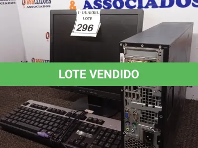 LOTE 296 - 01 CPU HP, 01 MONITOR E 01 TECLADO. (NO ESTADO) ATENÇÃO! FAZER A VISITAÇÃO ANTES DE ARREMATAR, NÃO SABEMOS SE FUNCIONA. LEILÃO NÃO TEM GARANTIA E NEM DEVOLUÇÃO, SUJEITO A POSSÍVEIS AVARIAS VISÍVEIS/OCULTAS E/OU AUSÊNCIA DE COMPONENTES.
