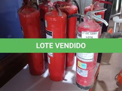LOTE 338 - 06 EXTINTORES DE INCÊNDIO. (NO ESTADO) ATENÇÃO! FAZER A VISITAÇÃO ANTES DE ARREMATAR, NÃO SABEMOS SE FUNCIONA. LEILÃO NÃO TEM GARANTIA E NEM DEVOLUÇÃO, SUJEITO A POSSÍVEIS AVARIAS VISÍVEIS/OCULTAS E/OU AUSÊNCIA DE COMPONENTES.