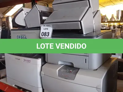 LOTE 083 - 01 LOTE COM IMPRESSORAS DIVERSAS.   (NO ESTADO) ATENÇÃO! FAZER A VISITAÇÃO ANTES DE ARREMATAR, NÃO SABEMOS SE FUNCIONA. LEILÃO NÃO TEM GARANTIA E NEM DEVOLUÇÃO, SUJEITO A POSSÍVEIS AVARIAS VISÍVEIS/OCULTAS E/OU AUSÊNCIA DE COMPONENTES.