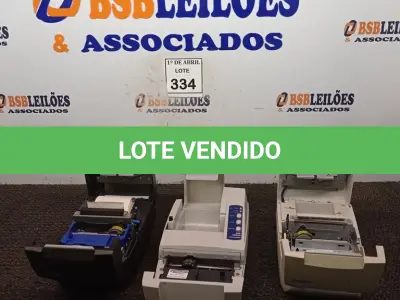 LOTE 334 - 03 IMPRESSORAS TÉRMICAS. (NO ESTADO) ATENÇÃO! FAZER A VISITAÇÃO ANTES DE ARREMATAR, NÃO SABEMOS SE FUNCIONA. LEILÃO NÃO TEM GARANTIA E NEM DEVOLUÇÃO, SUJEITO A POSSÍVEIS AVARIAS VISÍVEIS/OCULTAS E/OU AUSÊNCIA DE COMPONENTES.