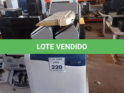 LOTE 220 - 01 LOTE COM IMPRESSORAS E SCANNER’S DIVERSOS. (NO ESTADO) ATENÇÃO! FAZER A VISITAÇÃO ANTES DE ARREMATAR, NÃO SABEMOS SE FUNCIONA. LEILÃO NÃO TEM GARANTIA E NEM DEVOLUÇÃO, SUJEITO A POSSÍVEIS AVARIAS VISÍVEIS/OCULTAS E/OU AUSÊNCIA DE COMPONENTES.