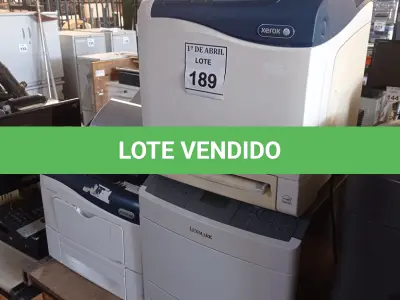 LOTE 189 - 01 LOTE COM IMPRESSORAS, SCANNER E FRAGMENTADORA DE PAPEL. (NO ESTADO) ATENÇÃO! FAZER A VISITAÇÃO ANTES DE ARREMATAR, NÃO SABEMOS SE FUNCIONA. LEILÃO NÃO TEM GARANTIA E NEM DEVOLUÇÃO, SUJEITO A POSSÍVEIS AVARIAS VISÍVEIS/OCULTAS E/OU AUSÊNCIA DE COMPONENTES.