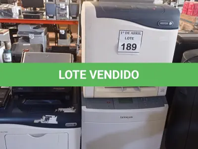 LOTE 189 - 01 LOTE COM IMPRESSORAS, SCANNER E FRAGMENTADORA DE PAPEL. (NO ESTADO) ATENÇÃO! FAZER A VISITAÇÃO ANTES DE ARREMATAR, NÃO SABEMOS SE FUNCIONA. LEILÃO NÃO TEM GARANTIA E NEM DEVOLUÇÃO, SUJEITO A POSSÍVEIS AVARIAS VISÍVEIS/OCULTAS E/OU AUSÊNCIA DE COMPONENTES.