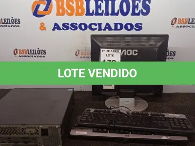 LOTE 170 - 01 CPU HP E 01 MONITOR COM TECLADO. (NO ESTADO) ATENÇÃO! FAZER A VISITAÇÃO ANTES DE ARREMATAR, NÃO SABEMOS SE FUNCIONA. LEILÃO NÃO TEM GARANTIA E NEM DEVOLUÇÃO, SUJEITO A POSSÍVEIS AVARIAS VISÍVEIS/OCULTAS E/OU AUSÊNCIA DE COMPONENTES.