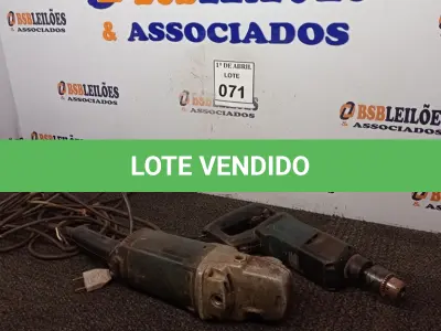LOTE 071 - 01 ESMERILHADEIRA E 01 FURADEIRA. (NO ESTADO) ATENÇÃO! FAZER A VISITAÇÃO ANTES DE ARREMATAR, NÃO SABEMOS SE FUNCIONA. LEILÃO NÃO TEM GARANTIA E NEM DEVOLUÇÃO, SUJEITO A POSSÍVEIS AVARIAS VISÍVEIS/OCULTAS E/OU AUSÊNCIA DE COMPONENTES.