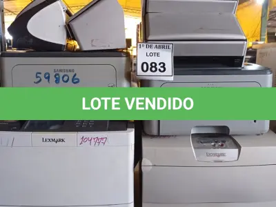 LOTE 083 - 01 LOTE COM IMPRESSORAS DIVERSAS.   (NO ESTADO) ATENÇÃO! FAZER A VISITAÇÃO ANTES DE ARREMATAR, NÃO SABEMOS SE FUNCIONA. LEILÃO NÃO TEM GARANTIA E NEM DEVOLUÇÃO, SUJEITO A POSSÍVEIS AVARIAS VISÍVEIS/OCULTAS E/OU AUSÊNCIA DE COMPONENTES.