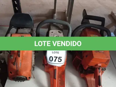 LOTE 075 - 03 MOTOSSERRAS DIVERSAS. (NO ESTADO) ATENÇÃO! FAZER A VISITAÇÃO ANTES DE ARREMATAR, NÃO SABEMOS SE FUNCIONA. LEILÃO NÃO TEM GARANTIA E NEM DEVOLUÇÃO, SUJEITO A POSSÍVEIS AVARIAS VISÍVEIS/OCULTAS E/OU AUSÊNCIA DE COMPONENTES.