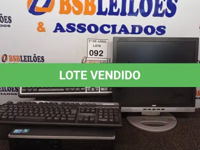 LOTE 092 - 01 CPU HP E 01 MONITOR COM TECLADO. (NO ESTADO) ATENÇÃO! FAZER A VISITAÇÃO ANTES DE ARREMATAR, NÃO SABEMOS SE FUNCIONA. LEILÃO NÃO TEM GARANTIA E NEM DEVOLUÇÃO, SUJEITO A POSSÍVEIS AVARIAS VISÍVEIS/OCULTAS E/OU AUSÊNCIA DE COMPONENTES.