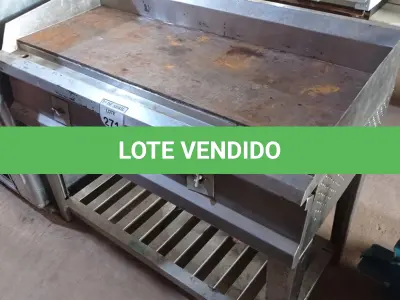 LOTE 271 - 01 CHAPA A GÁS EM INOX. (NO ESTADO) ATENÇÃO! FAZER A VISITAÇÃO ANTES DE ARREMATAR, NÃO SABEMOS SE FUNCIONA. LEILÃO NÃO TEM GARANTIA E NEM DEVOLUÇÃO, SUJEITO A POSSÍVEIS AVARIAS VISÍVEIS/OCULTAS E/OU AUSÊNCIA DE COMPONENTES.