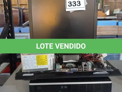 LOTE 333 - 01 CPU HP ,01 PLACA MÃE ,01 MONITOR E 01 TECLADO. (NO ESTADO) ATENÇÃO! FAZER A VISITAÇÃO ANTES DE ARREMATAR, NÃO SABEMOS SE FUNCIONA. LEILÃO NÃO TEM GARANTIA E NEM DEVOLUÇÃO, SUJEITO A POSSÍVEIS AVARIAS VISÍVEIS/OCULTAS E/OU AUSÊNCIA DE COMPONENTES.