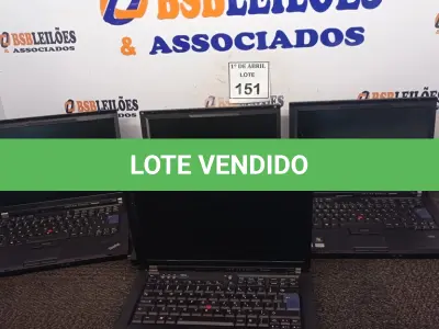 LOTE 151 - 04 NOTEBOOKS COM AVARIAS. (NO ESTADO) ATENÇÃO! FAZER A VISITAÇÃO ANTES DE ARREMATAR, NÃO SABEMOS SE FUNCIONA. LEILÃO NÃO TEM GARANTIA E NEM DEVOLUÇÃO, SUJEITO A POSSÍVEIS AVARIAS VISÍVEIS/OCULTAS E/OU AUSÊNCIA DE COMPONENTES.