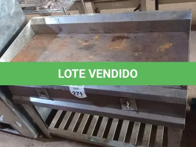 LOTE 271 - 01 CHAPA A GÁS EM INOX. (NO ESTADO) ATENÇÃO! FAZER A VISITAÇÃO ANTES DE ARREMATAR, NÃO SABEMOS SE FUNCIONA. LEILÃO NÃO TEM GARANTIA E NEM DEVOLUÇÃO, SUJEITO A POSSÍVEIS AVARIAS VISÍVEIS/OCULTAS E/OU AUSÊNCIA DE COMPONENTES.