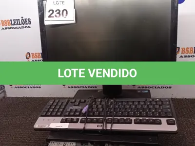 LOTE 230 - 01 CPU HP E 01 MONITOR COM TECLADO. (NO ESTADO) ATENÇÃO! FAZER A VISITAÇÃO ANTES DE ARREMATAR, NÃO SABEMOS SE FUNCIONA. LEILÃO NÃO TEM GARANTIA E NEM DEVOLUÇÃO, SUJEITO A POSSÍVEIS AVARIAS VISÍVEIS/OCULTAS E/OU AUSÊNCIA DE COMPONENTES.