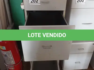 LOTE 202 - 02 GAVETEIROS EM MADEIRA 02 GAVETAS.  (NO ESTADO) ATENÇÃO! FAZER A VISITAÇÃO ANTES DE ARREMATAR, NÃO SABEMOS SE FUNCIONA. LEILÃO NÃO TEM GARANTIA E NEM DEVOLUÇÃO, SUJEITO A POSSÍVEIS AVARIAS VISÍVEIS/OCULTAS E/OU AUSÊNCIA DE COMPONENTES.