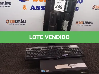 LOTE 249 - 01 CPU LENOVO, 01 MONITOR E TECLADO. (NO ESTADO) ATENÇÃO! FAZER A VISITAÇÃO ANTES DE ARREMATAR, NÃO SABEMOS SE FUNCIONA. LEILÃO NÃO TEM GARANTIA E NEM DEVOLUÇÃO, SUJEITO A POSSÍVEIS AVARIAS VISÍVEIS/OCULTAS E/OU AUSÊNCIA DE COMPONENTES.