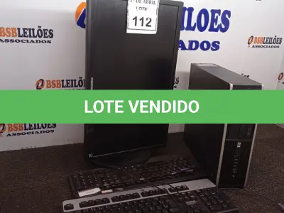 LOTE 112 - 01 CPU HP E 01 MONITOR COM TECLADO. (NO ESTADO) ATENÇÃO! FAZER A VISITAÇÃO ANTES DE ARREMATAR, NÃO SABEMOS SE FUNCIONA. LEILÃO NÃO TEM GARANTIA E NEM DEVOLUÇÃO, SUJEITO A POSSÍVEIS AVARIAS VISÍVEIS/OCULTAS E/OU AUSÊNCIA DE COMPONENTES.