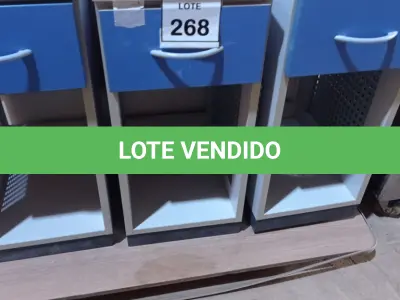 LOTE 268 - 03 GAVETEIROS EM MADEIRA COM 01 GAVETA. (NO ESTADO) ATENÇÃO! FAZER A VISITAÇÃO ANTES DE ARREMATAR, NÃO SABEMOS SE FUNCIONA. LEILÃO NÃO TEM GARANTIA E NEM DEVOLUÇÃO, SUJEITO A POSSÍVEIS AVARIAS VISÍVEIS/OCULTAS E/OU AUSÊNCIA DE COMPONENTES.