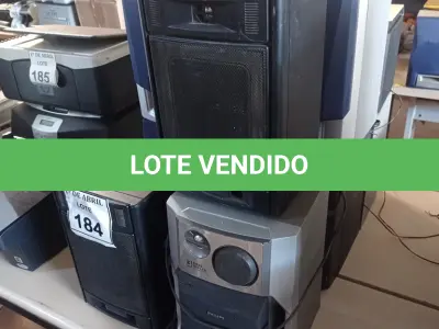 LOTE 184 - 01 LOTE COM CAIXAS DE SOM. (NO ESTADO) ATENÇÃO! FAZER A VISITAÇÃO ANTES DE ARREMATAR, NÃO SABEMOS SE FUNCIONA. LEILÃO NÃO TEM GARANTIA E NEM DEVOLUÇÃO, SUJEITO A POSSÍVEIS AVARIAS VISÍVEIS/OCULTAS E/OU AUSÊNCIA DE COMPONENTES.