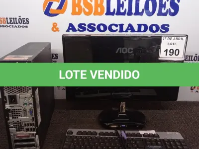 LOTE 190 - 01 CPU HP E 01 MONITOR COM TECLADO. (NO ESTADO) ATENÇÃO! FAZER A VISITAÇÃO ANTES DE ARREMATAR, NÃO SABEMOS SE FUNCIONA. LEILÃO NÃO TEM GARANTIA E NEM DEVOLUÇÃO, SUJEITO A POSSÍVEIS AVARIAS VISÍVEIS/OCULTAS E/OU AUSÊNCIA DE COMPONENTES.